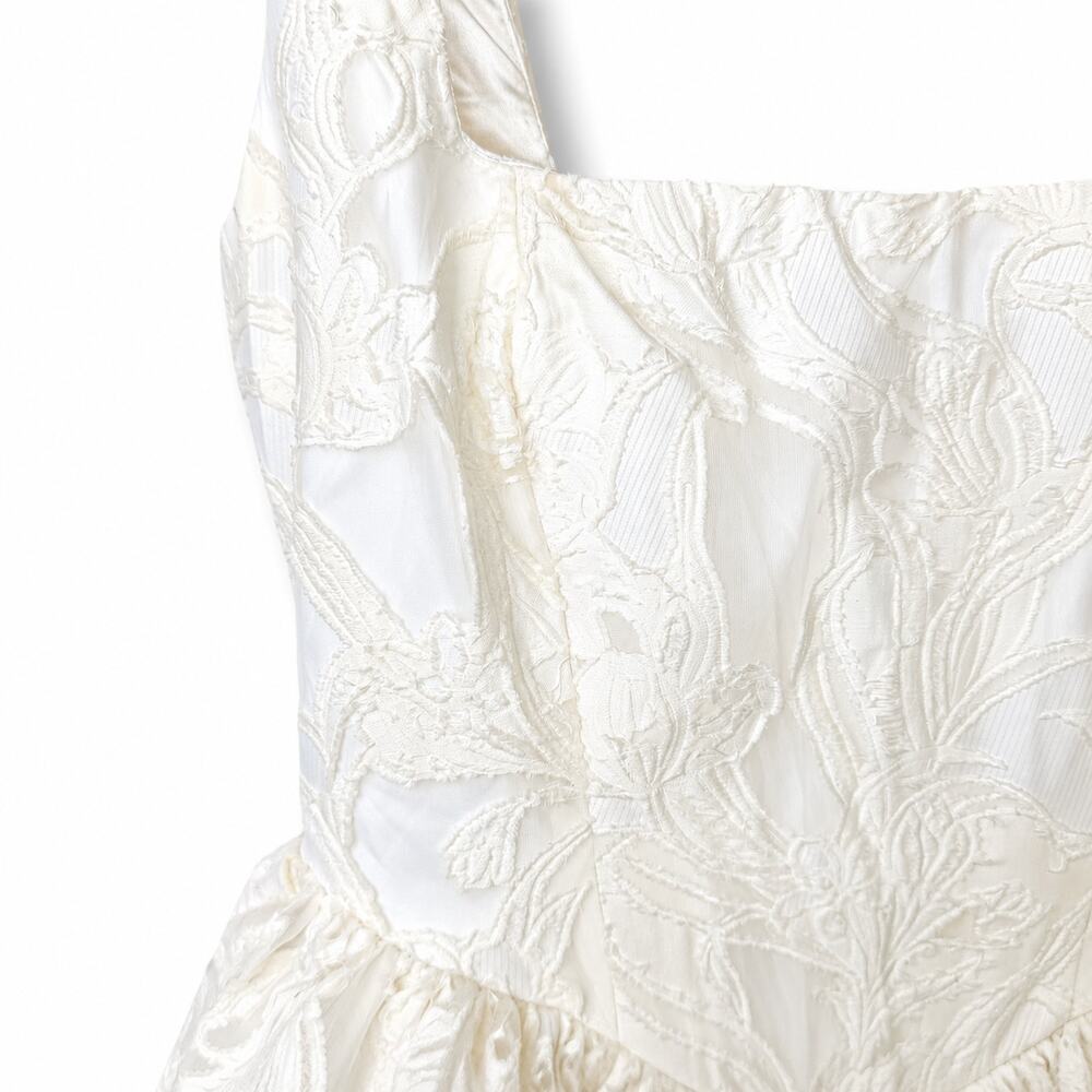 Lulus Bridal Corsen Ivory Floral Jacquard Corset A-Line Maxi Dress Wedding Gown - Picture 8 of 12